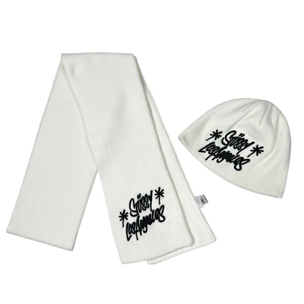 Vintage Stussy Beanie Skullcap Scarf Set Stussy Los Angeles